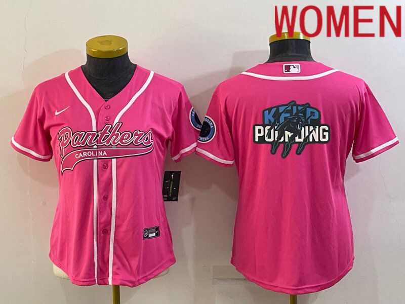 Women Carolina Panthers Blank Pink 2022 Nike Co branded NFL Jerseys